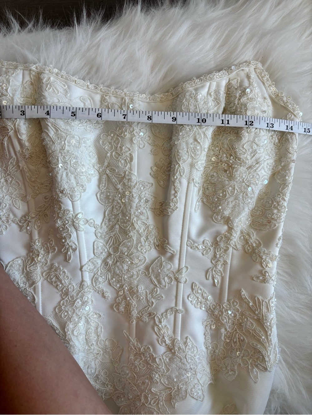 Strapless Lace A-Line Wedding Gown in Ivory - Picture 14 of 16